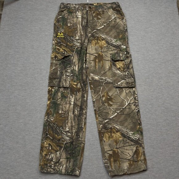 Real Tree Mens Multicolor Camo Cargo Hunting Pants Bungee Cuffs Size 32-34 M - Picture 1 of 13